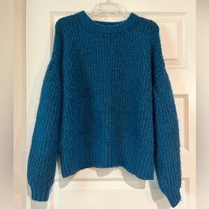 a new day Teal Women's Crew Neck Sweater with Balloon Sleeves